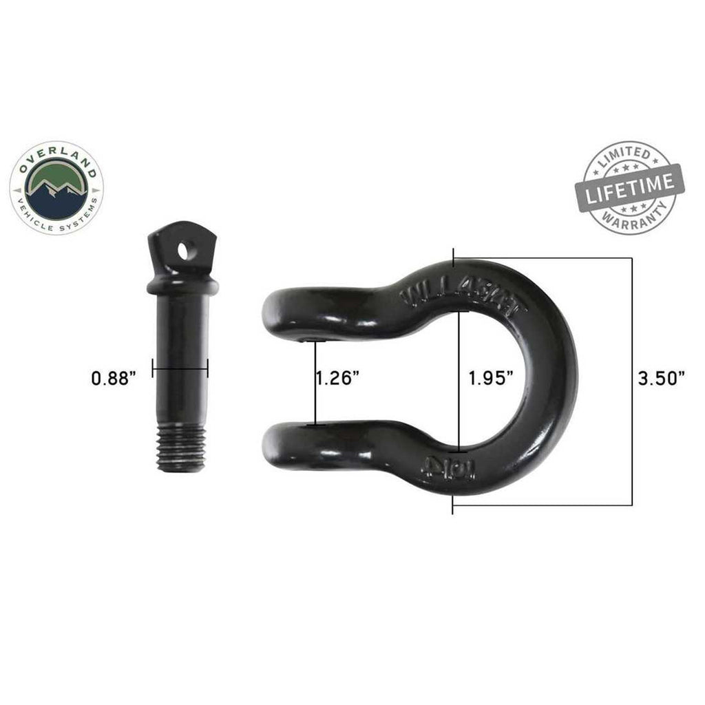 Recovery Shackle D-Rings - 3/4" 4.75 Ton - Black - Sold In Pairs