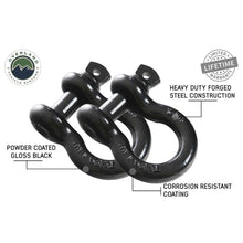 Load image into Gallery viewer, Recovery Shackle D-Rings - 3/4" 4.75 Ton - Black - Sold In Pairs