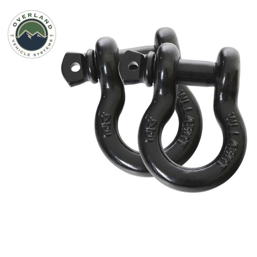 Recovery Shackle D-Rings - 3/4" 4.75 Ton - Black - Sold In Pairs
