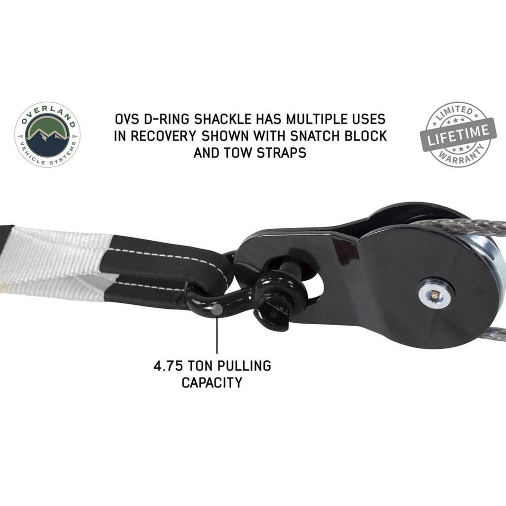 Recovery Shackle D-Rings - 3/4" 4.75 Ton - Black - Sold In Pairs